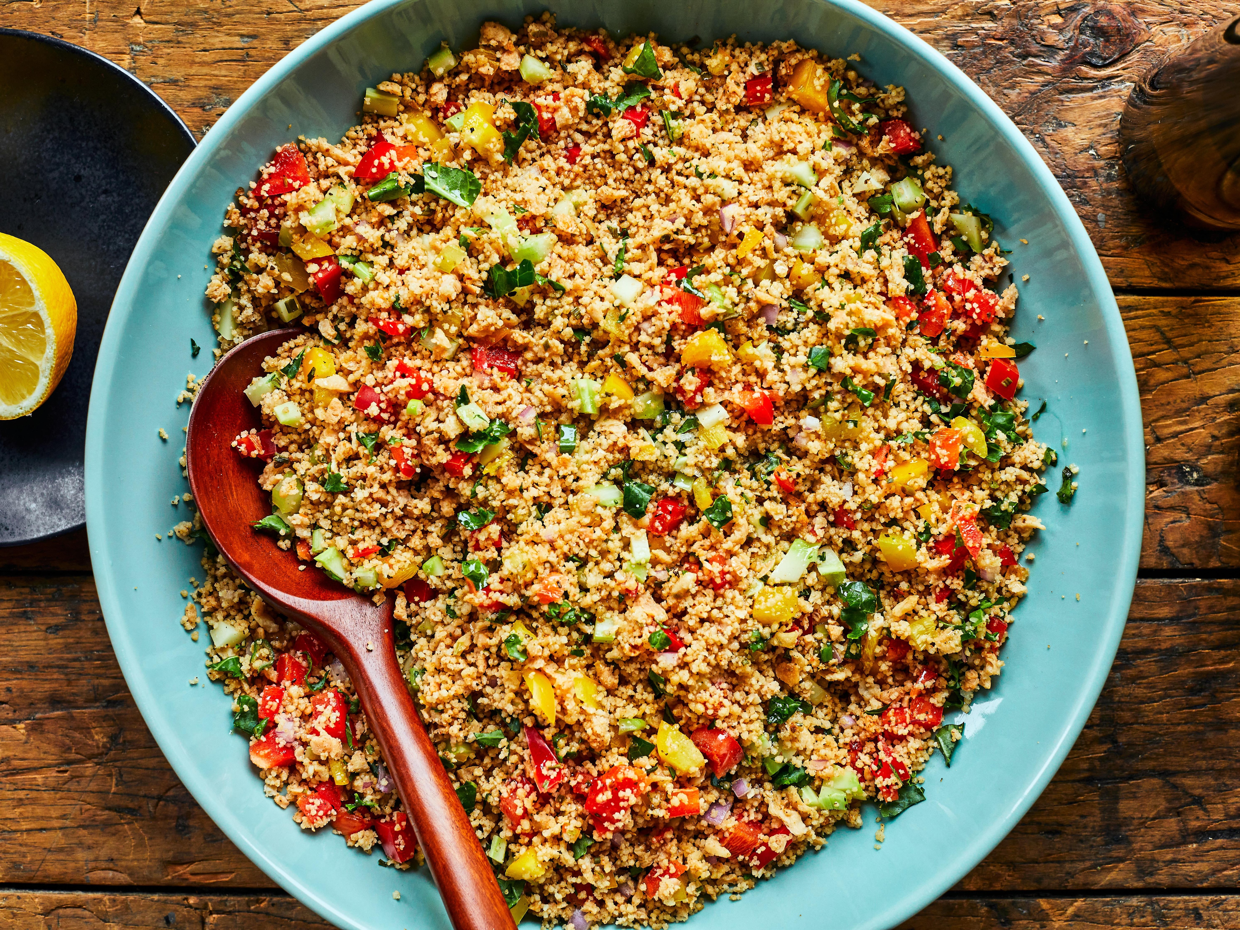 La salade du soleil: couscous et méli-mélo de légumes rôtis