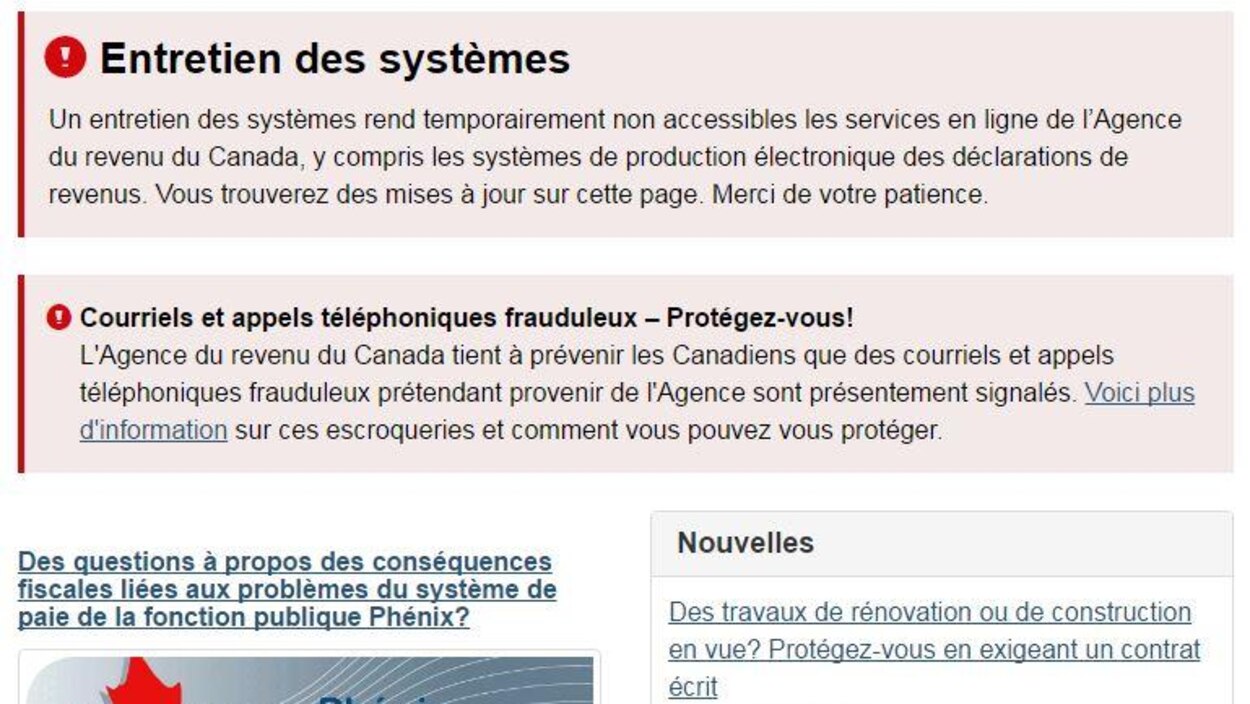 Le Site De L Agence Du Revenu Du Canada Eprouve Des Difficultes Radio Canada Ca