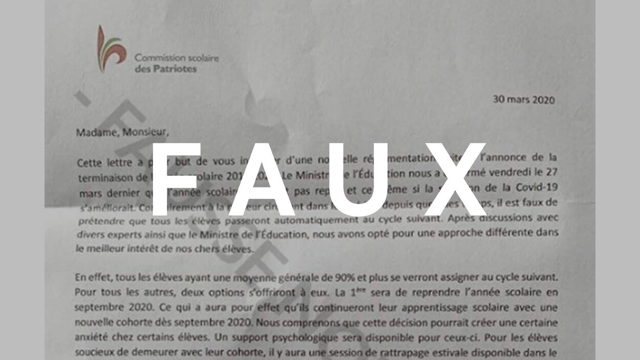Image accompanying Une lettre affirme que tous les élèves de la Comission scolaire des Patriotes passeront automatiquement au cycle suivant.