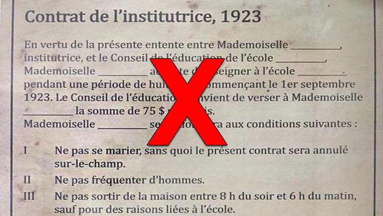 Non Ceci N Est Pas Le Contrat D Une Institutrice Quebecoise En 1923 Radio Canada Ca