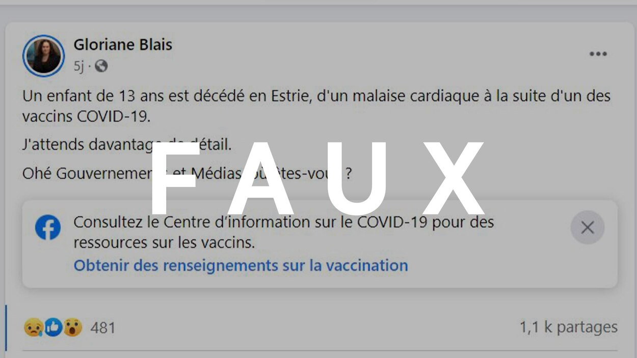 Image accompanying Un jeune de 13 ans est mort du vaccin COVID-19 en Estrie