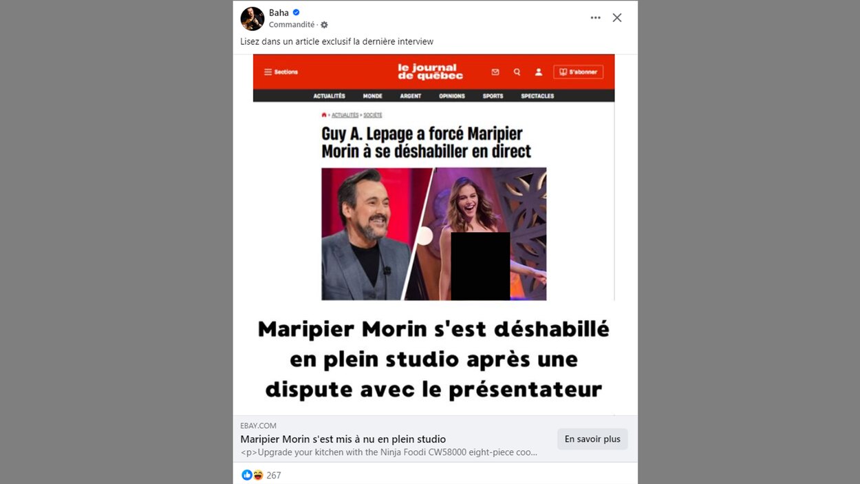 De fausses images de Maripier Morin nue utilisées pour des arnaques sur  Facebook | Radio-Canada