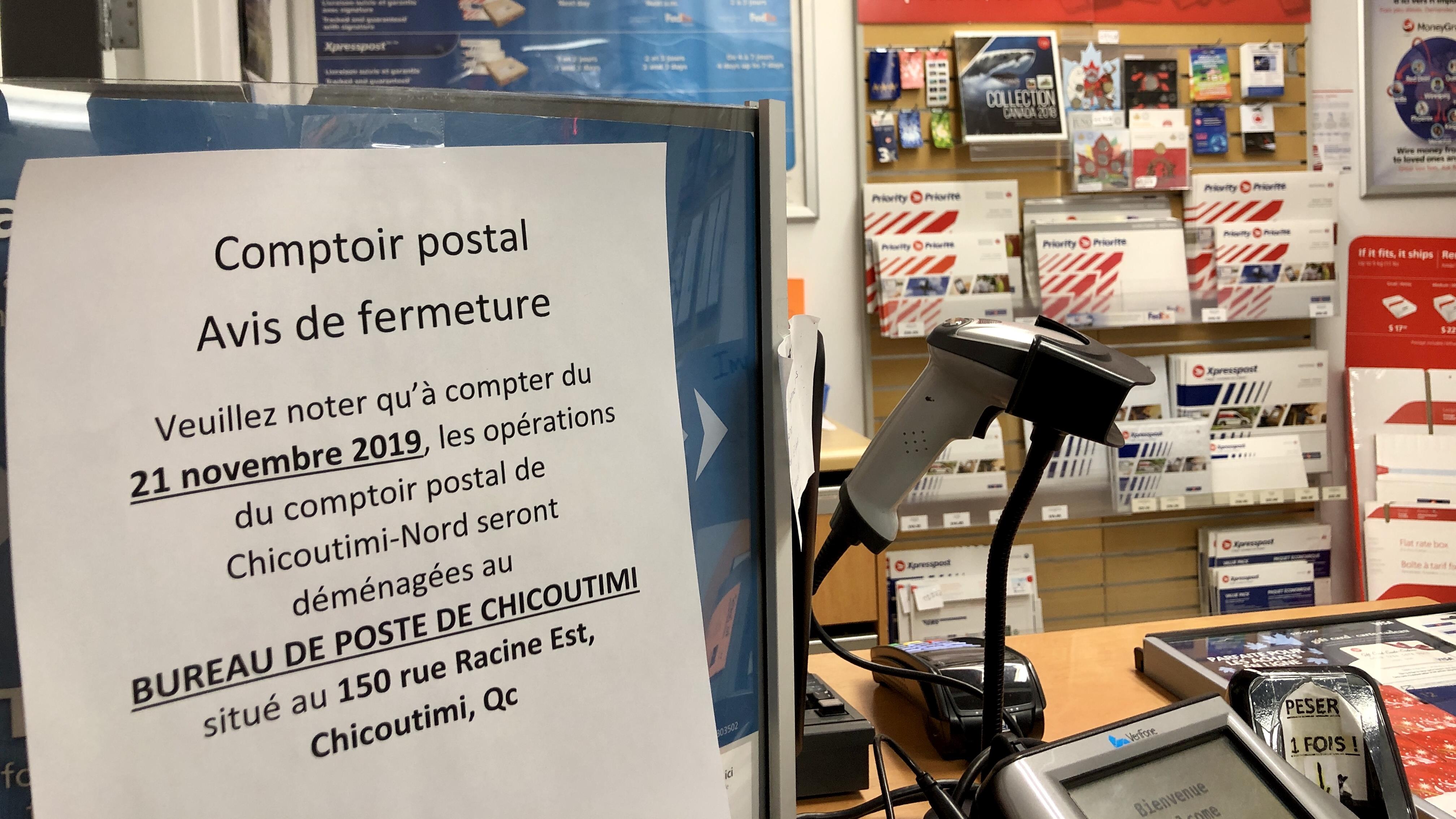Fin du bureau de poste du nord de Chicoutimi