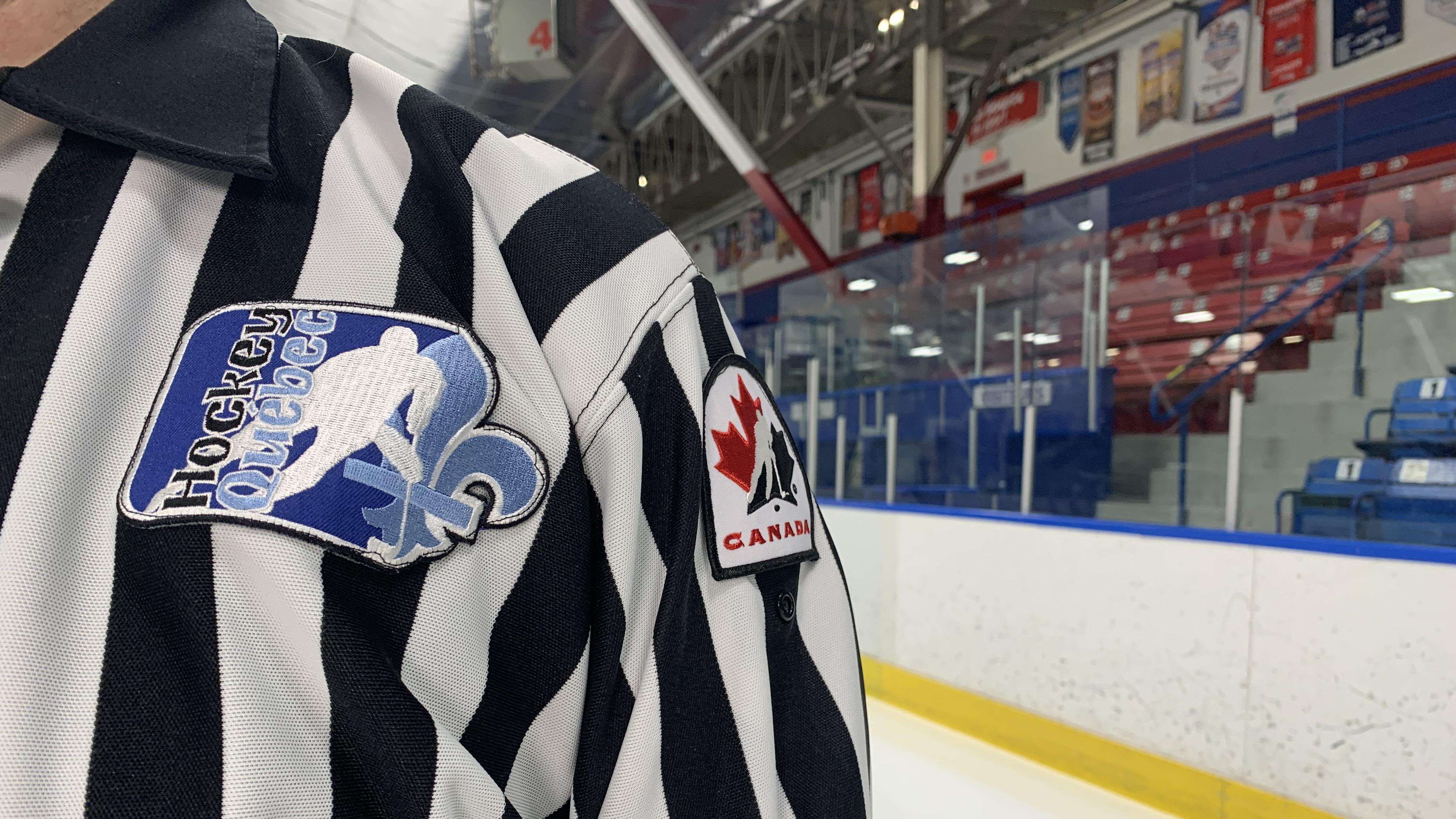 CAMISETA DE ARBITRO DE HOCKEY DE QUEBEC DE LA TALLA 50 MUY CAMISETA DE ARBITRO DE HOCKEY DE QUEBEC DE LA TALLA 50 MUY