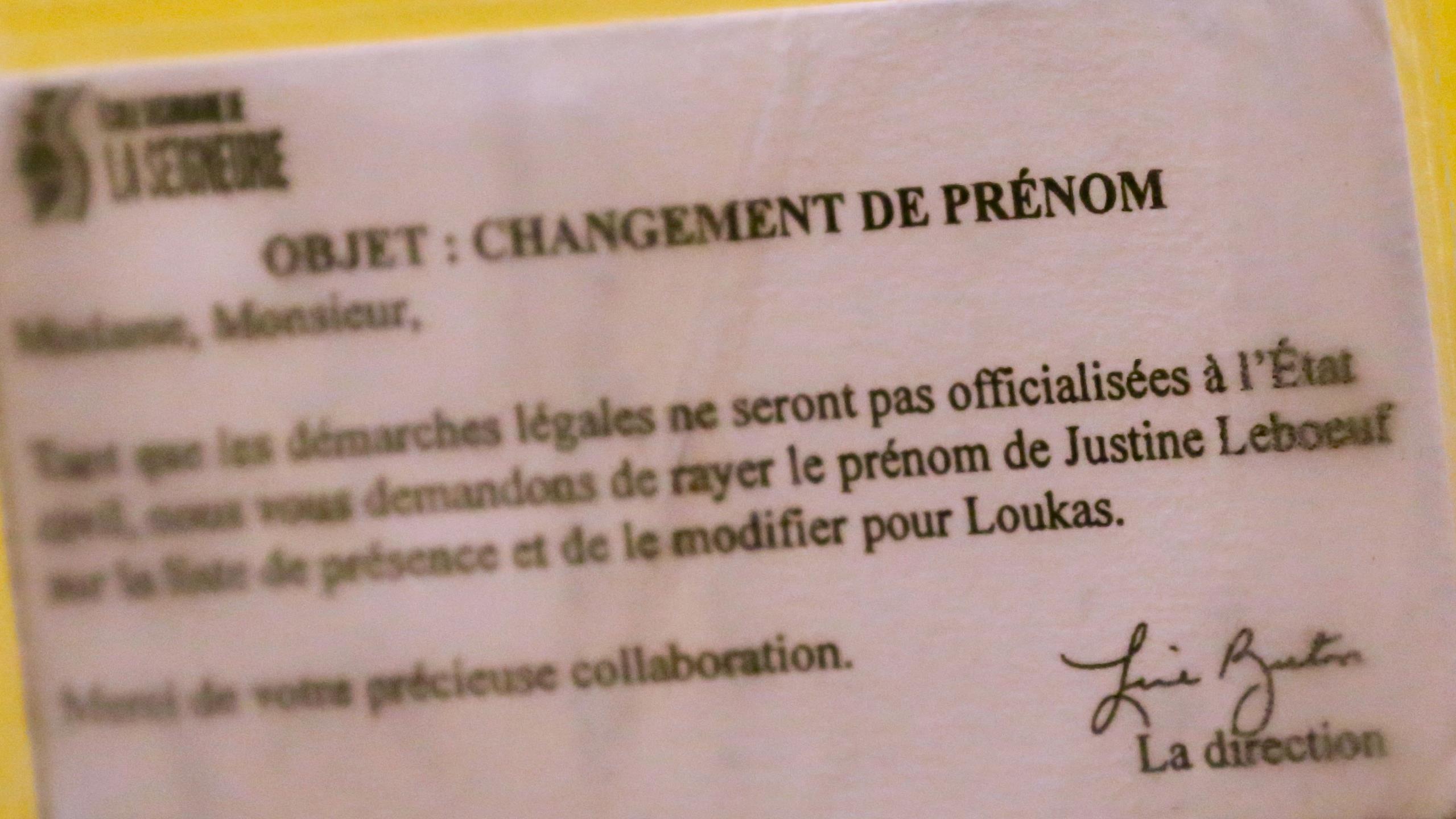 La carte expliquant le changement de nom