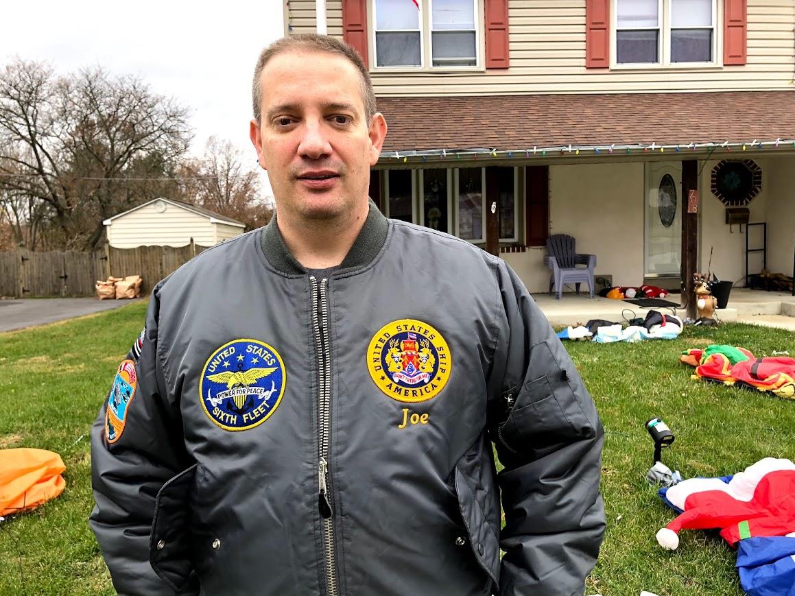 Joe Billie in front of his home in Aston, Pennsylvania