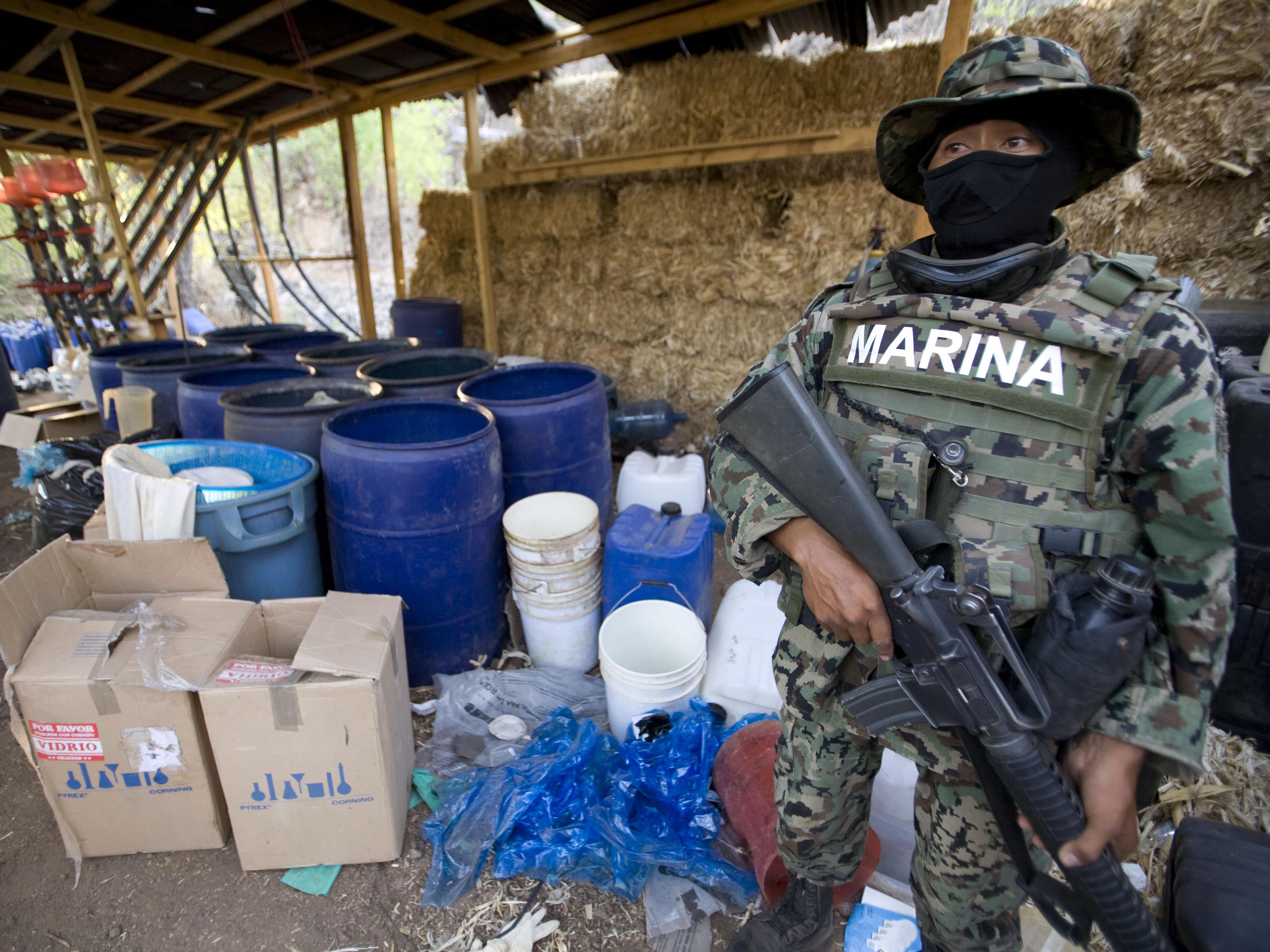 Laboratoire clandestin de drogue dans l’État du Sinaloa, au Mexique Laboratoire clandestin de drogue dans l’État du Sinaloa, au Mexique