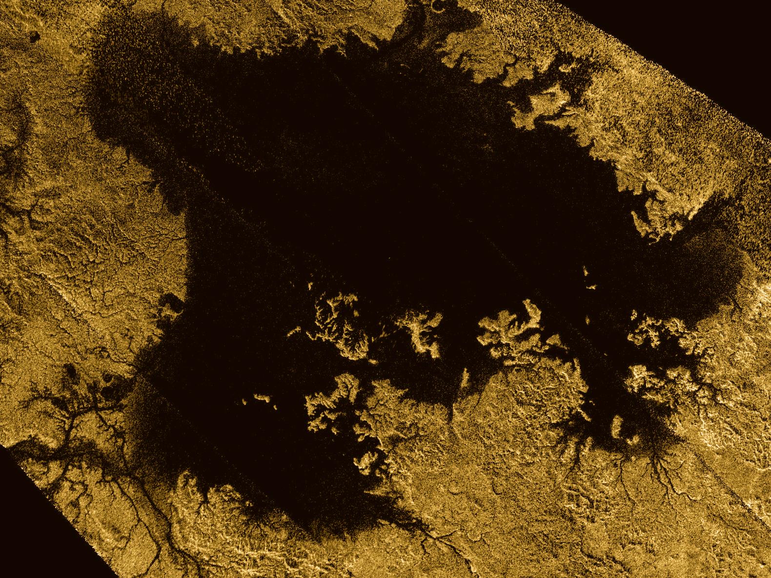 Image radar prise par Cassini montrant Ligeia Mare