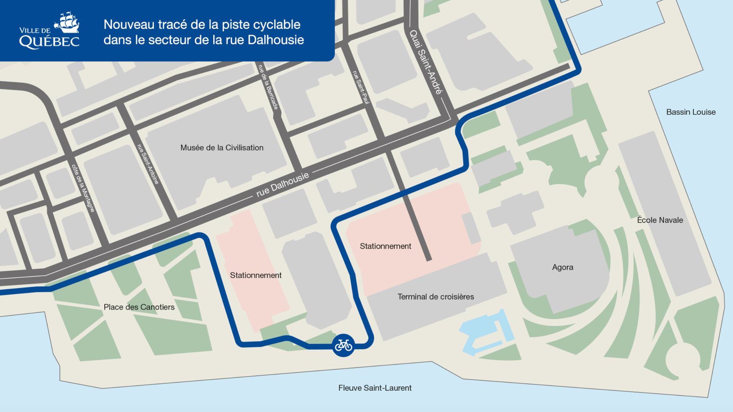 Rue Dalhousie nouveau parcours proposé pour les cyclistes Radio