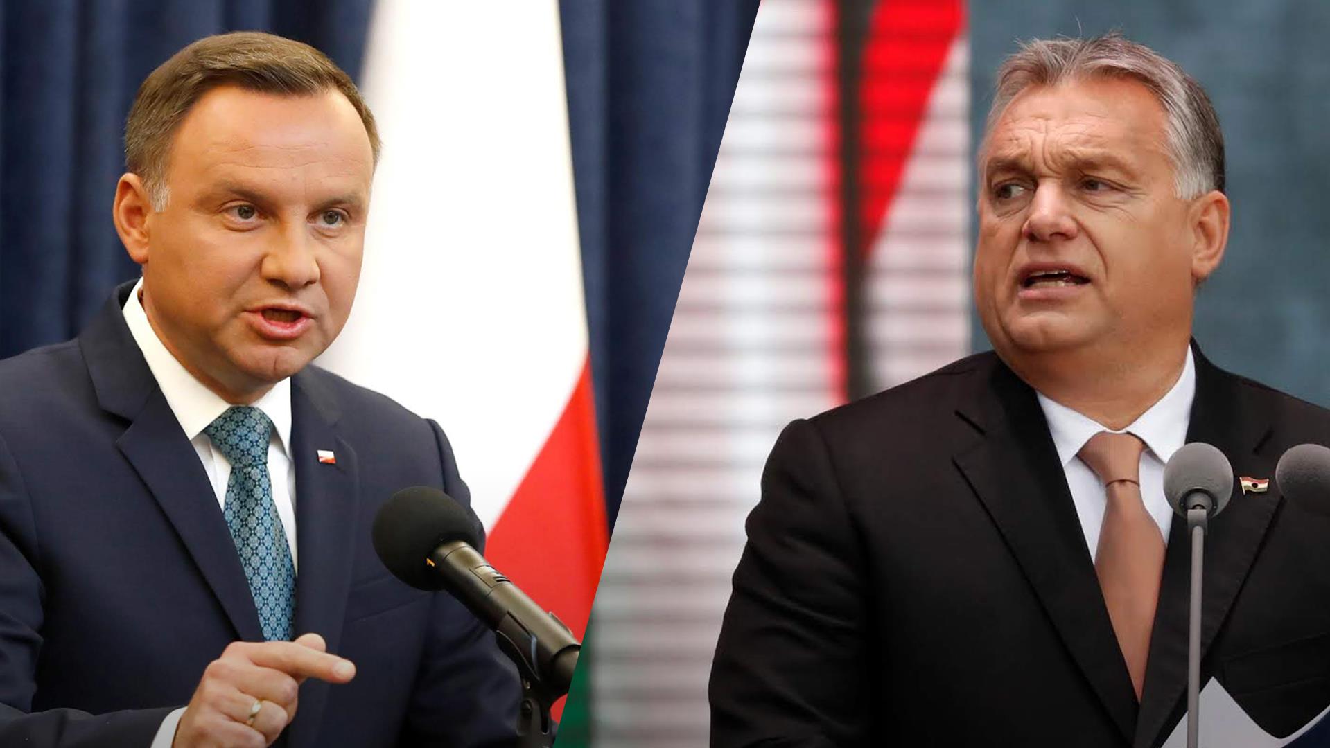 Le président polonais Andrzej Duda et le premier ministre hongrois, Viktor Orban.