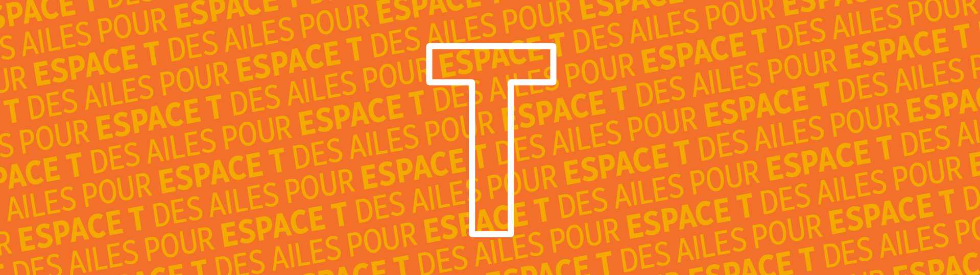 Le logo de l'Espace T apparaît sur un fond de couleur.