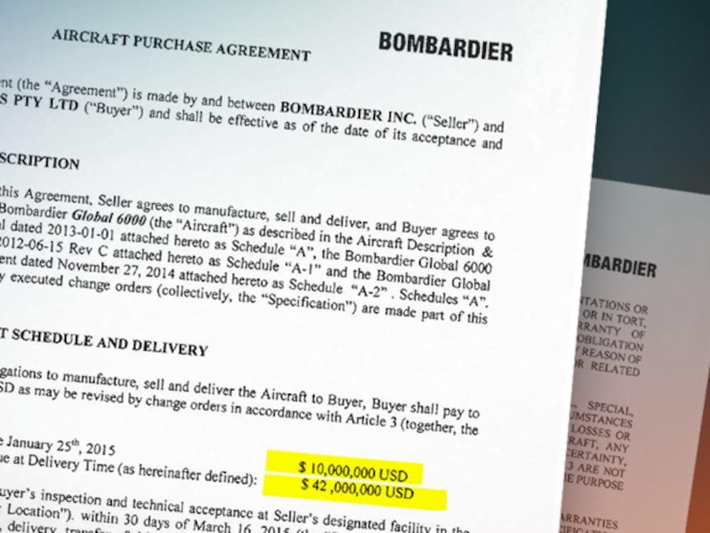 Contrat de 52 millions de dollars américains pour l’achat d’un Global 6000.