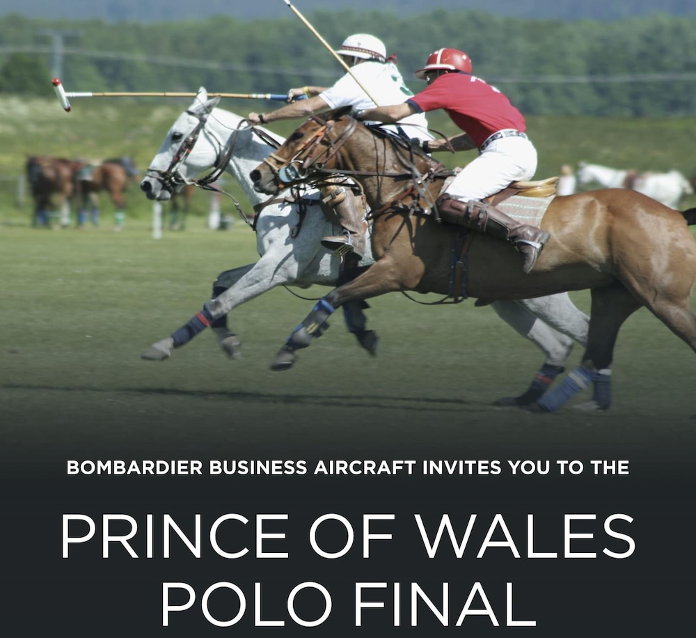 Invitation avec image de joueurs de polo.