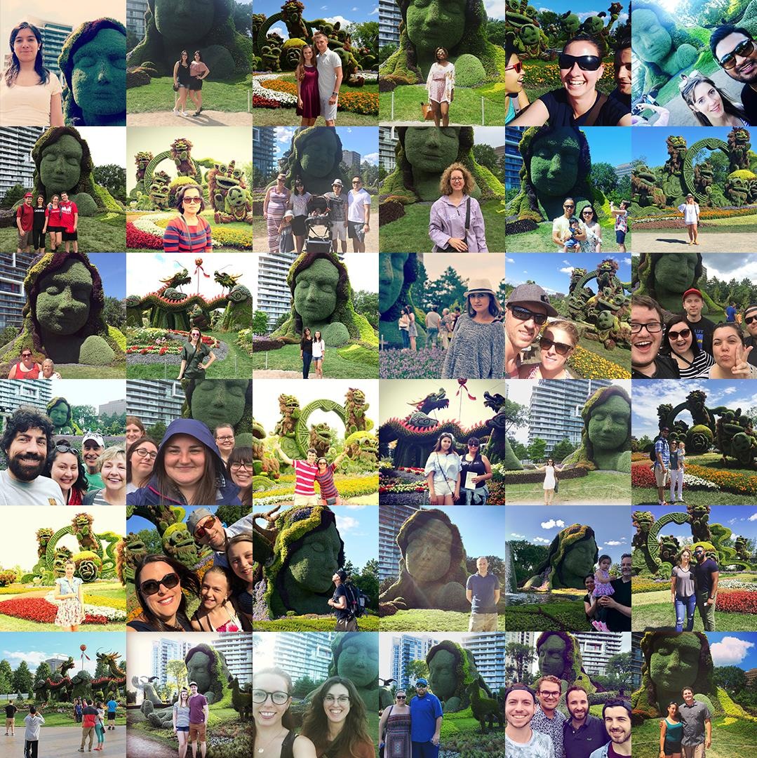 Une mosaïque de photos prises devant MosaïCanada Une mosaïque de photos prises devant MosaïCanada