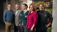 Élyse Marquis et Daniel Vézina et les juges réputés Jean-Luc Boulay, Normand Laprise et Pasquale Vari.