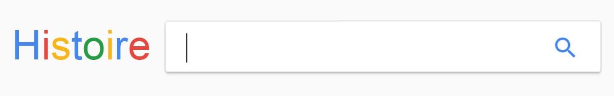 Capture d'écran modifiée de Google, où le logo Google est remplacé par le mot « Histoire ». Capture d'écran modifiée de Google, où le logo Google est remplacé par le mot « Histoire ».