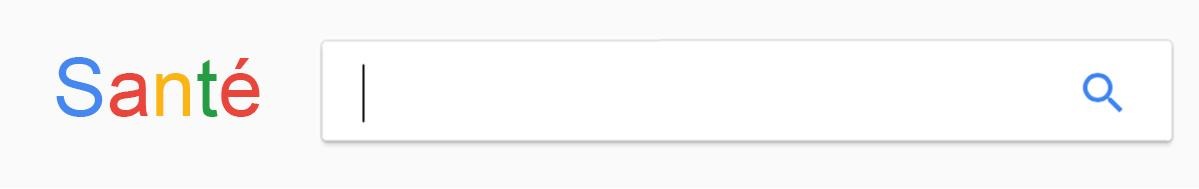 Capture d'écran modifiée de Google, où le logo Google est remplacé par le mot « Santé ». Capture d'écran modifiée de Google, où le logo Google est remplacé par le mot « Santé ».