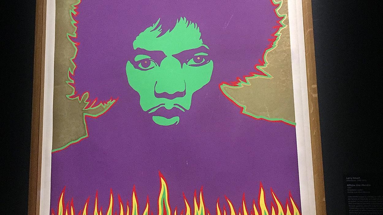 Un portrait de Jimi Hendrix à l'exposition « Révolution » au Musée des beaux-arts de Montréal Un portrait de Jimi Hendrix à l'exposition « Révolution » au Musée des beaux-arts de Montréal