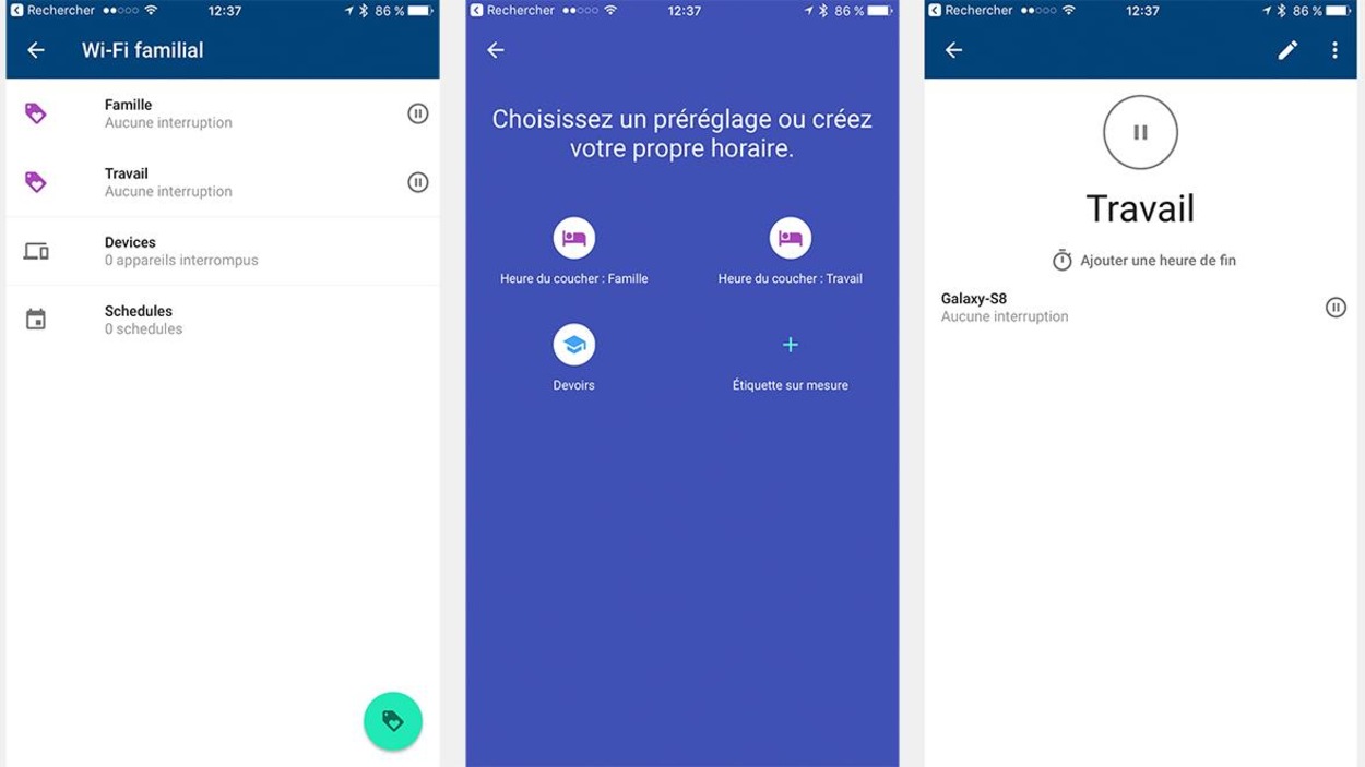 La fonctionnalité de contrôle parental du système de routeurs Google Wifi. La fonctionnalité de contrôle parental du système de routeurs Google Wifi.