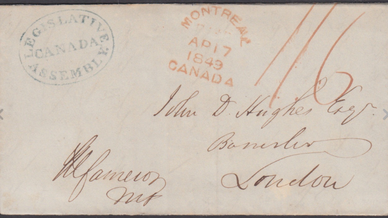 Une partie d'un manuscrit sur lequel sont étampées l'inscription Legislative Assembly Canada et la date 1849