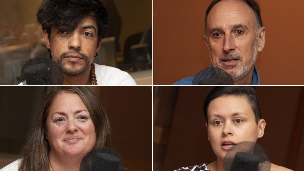 Antonio Ortega, Christian Chenail, Antonella Mainella et Lollita Dandoy au studio 18 de Radio-Canada, à Montréal, le 17 septembre 2018. Antonio Ortega, Christian Chenail, Antonella Mainella et Lollita Dandoy au studio 18 de Radio-Canada, à Montréal, le 17 septembre 2018.