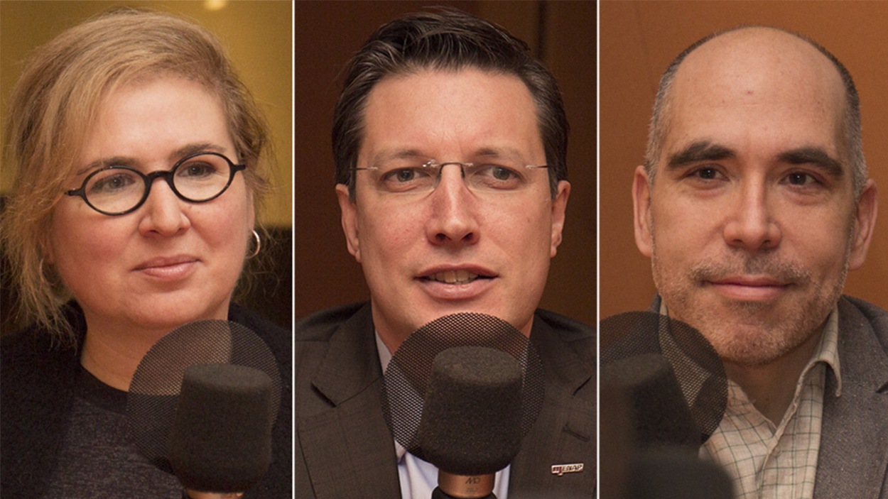 Nadia Seraiocco, Guillaume Lavoie et Jocelyn Maclure au studio 18 de Radio-Canada, à Montréal, le 23 janvier 2018 Nadia Seraiocco, Guillaume Lavoie et Jocelyn Maclure au studio 18 de Radio-Canada, à Montréal, le 23 janvier 2018