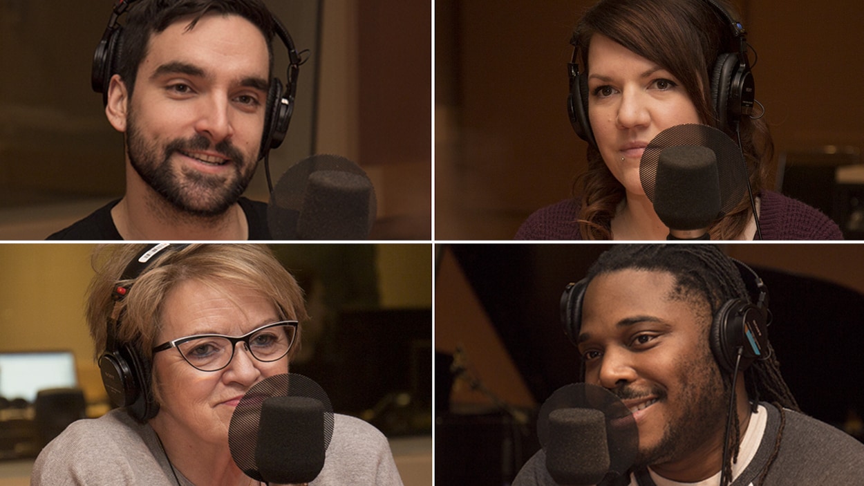 Jean-Philippe Baril-Guérard, Julie Lemay, Rose-Marie Charest et Preach au studio 18 de Radio-Canada, à Montréal, le 29 janvier 2018 Jean-Philippe Baril-Guérard, Julie Lemay, Rose-Marie Charest et Preach au studio 18 de Radio-Canada, à Montréal, le 29 janvier 2018
