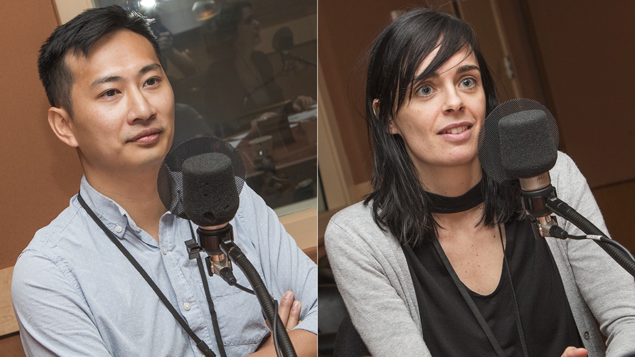 Paul Tom et Mélissa Lefebvre au micro de Catherine Perrin Paul Tom et Mélissa Lefebvre au micro de Catherine Perrin