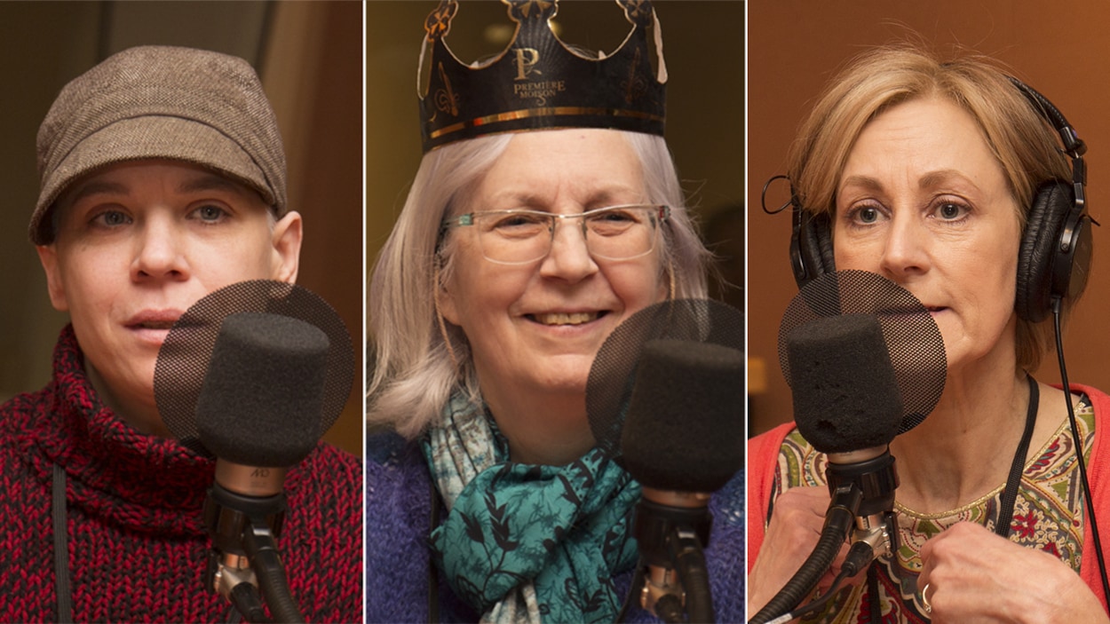 Mitsou Lefebvre-Lafrance, Thérèse Bélisle et Natalia Koszegi répondent aux questions de Catherine Perrin au studio 18 de Radio-Canada, le 19 mars 2018. Mitsou Lefebvre-Lafrance, Thérèse Bélisle et Natalia Koszegi répondent aux questions de Catherine Perrin au studio 18 de Radio-Canada, le 19 mars 2018.