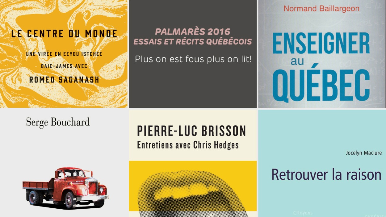 Une partie des couvertures des essais d'Emmanuelle Walter, de Serge Bouchard, de Pierre-Luc Brisson, de Jocelyn Maclure et de Normand Baillargeon. Une partie des couvertures des essais d'Emmanuelle Walter, de Serge Bouchard, de Pierre-Luc Brisson, de Jocelyn Maclure et de Normand Baillargeon.