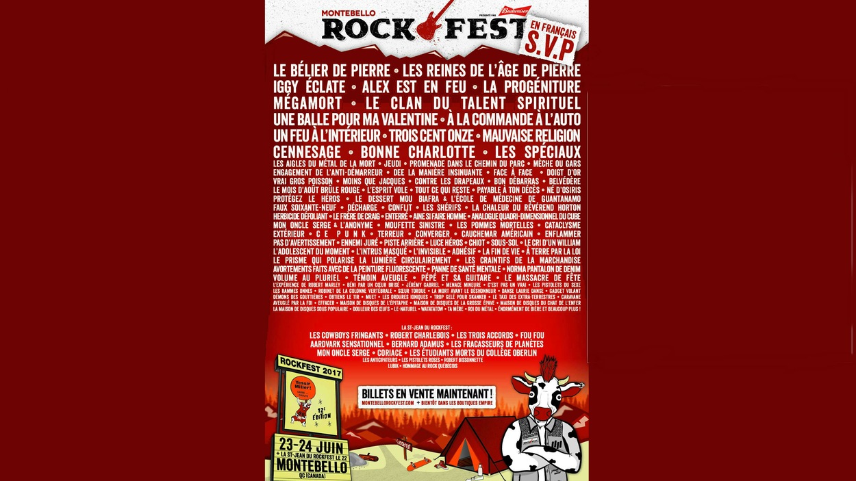 L'affiche humoristique francisée du Rockfest de Montebello L'affiche humoristique francisée du Rockfest de Montebello