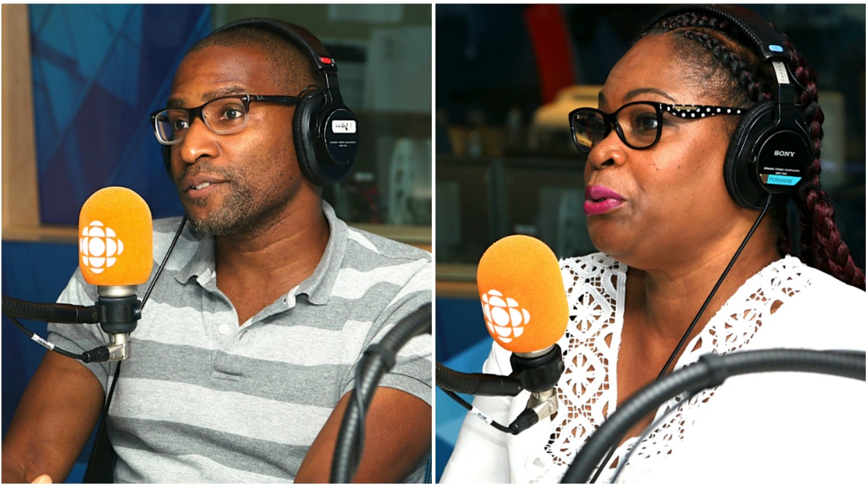 Ronald Jean-Gilles et Marjorie Arice dans un studio de radio. Ronald Jean-Gilles et Marjorie Arice dans un studio de radio.