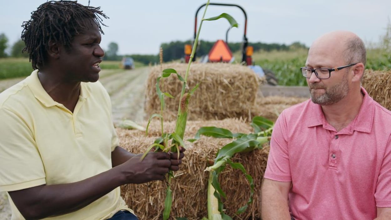 Boucar Diouf rencontre un expert du maïs. Boucar Diouf rencontre un expert du maïs.