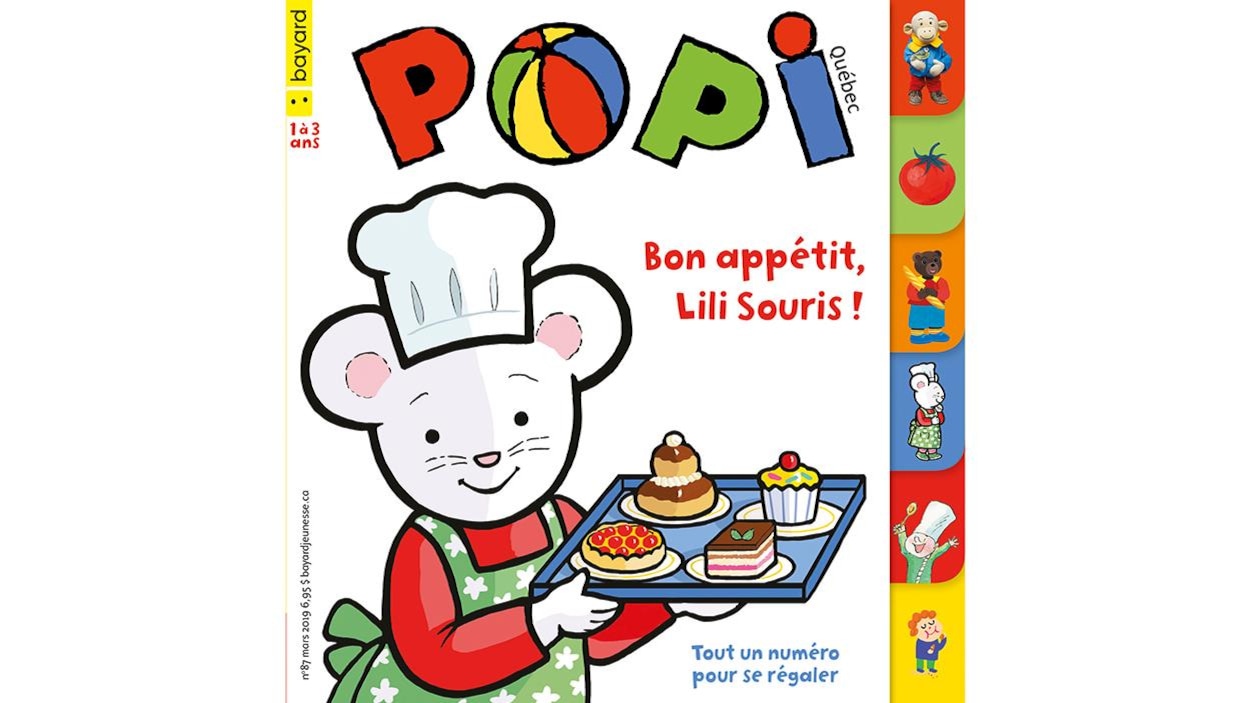 Couverture du magazine Popi : Bon appétit, Lili Souris. Couverture du magazine Popi : Bon appétit, Lili Souris.