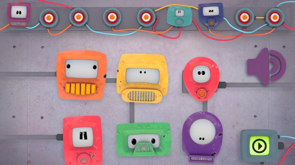 Des robots de toutes les couleurs et des prises de courant Des robots de toutes les couleurs et des prises de courant