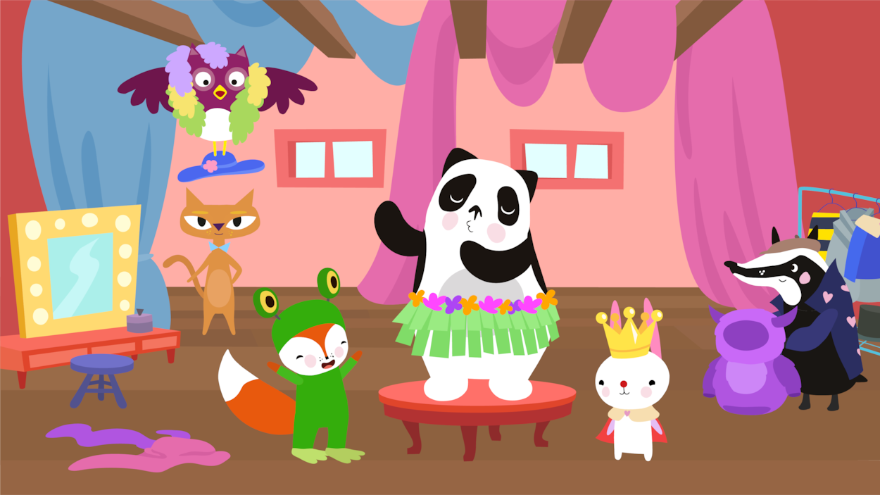 Momolu le panda et ses amis les animaux dansent.