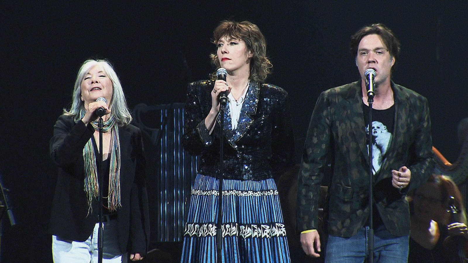 Anna McGarrigle, Martha Wainwright et Rufus Wainwright lors du spectacle Bonne fête Montréal Anna McGarrigle, Martha Wainwright et Rufus Wainwright lors du spectacle Bonne fête Montréal