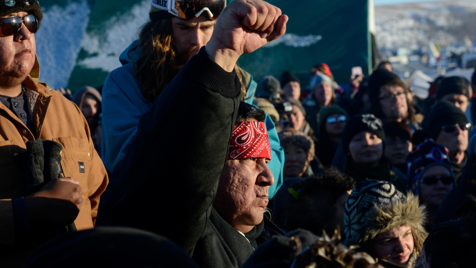 Un manifestant de Standing Rock. Un manifestant de Standing Rock.