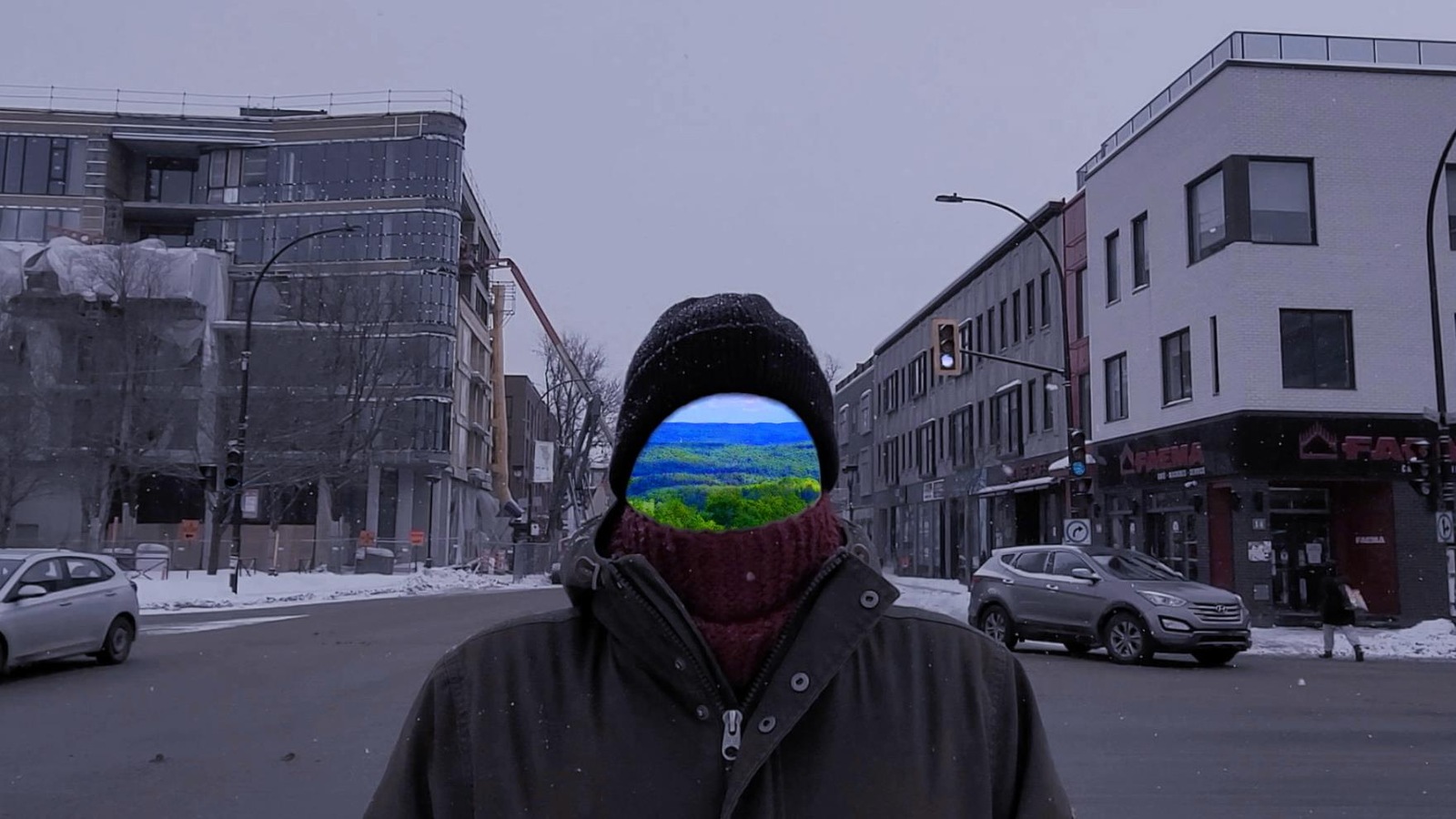 Un homme qui a une image de territoire en guise de visage. Un homme qui a une image de territoire en guise de visage.