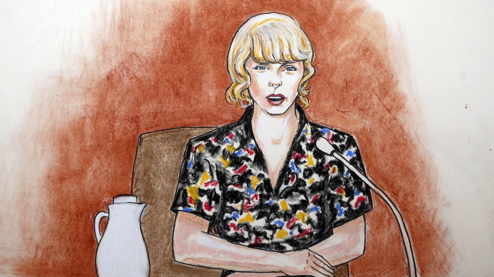 Le dessin de cour de Taylor Swift, le 10 août 2017 à Denver Le dessin de cour de Taylor Swift, le 10 août 2017 à Denver