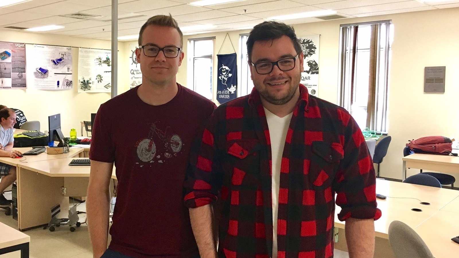 Pierre-Luc Bouillon, Mickaël Banville et Anthony Gagnon-Proulx (absent sur la photo) sont les concepteurs de l'outil. Pierre-Luc Bouillon, Mickaël Banville et Anthony Gagnon-Proulx (absent sur la photo) sont les concepteurs de l'outil.