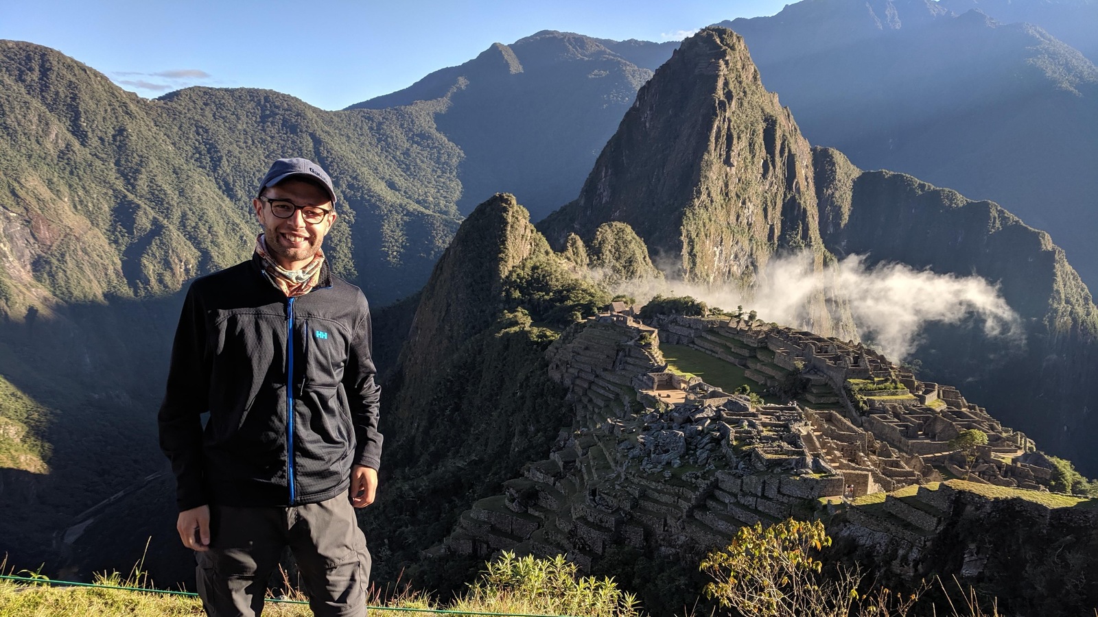 Dominic Munger devant le Machu Picchu, au Pérou Dominic Munger devant le Machu Picchu, au Pérou