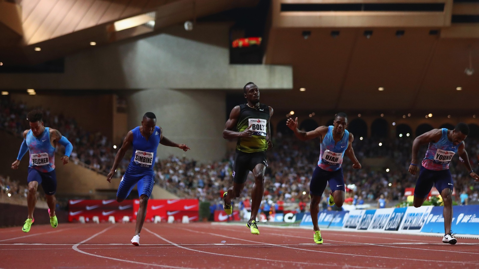 Usain Bolt gagne le 100 m à l'étape de la Diamond League à Monaco. Usain Bolt gagne le 100 m à l'étape de la Diamond League à Monaco.