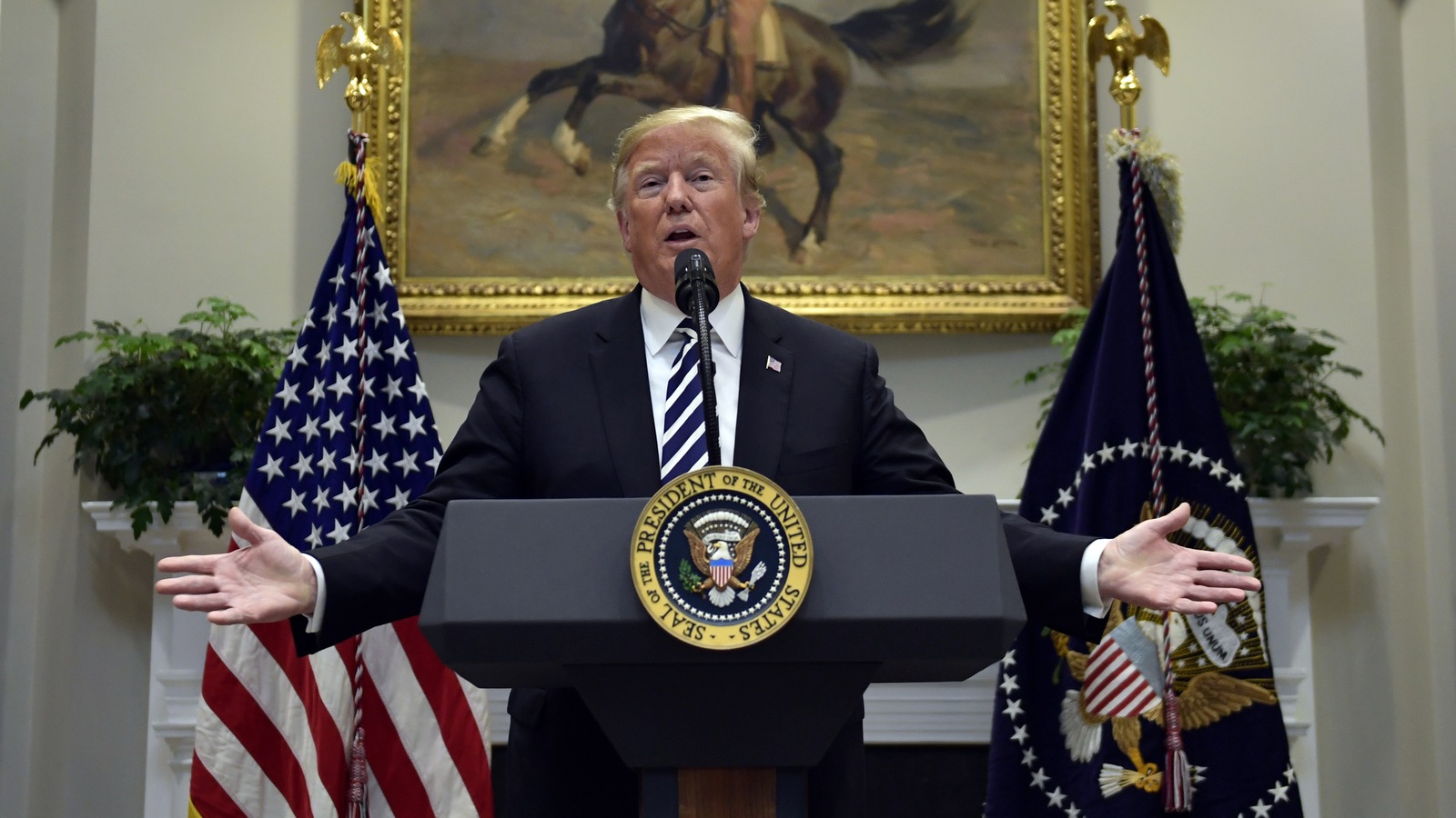 Donald Trump en pleine allocution. Donald Trump en pleine allocution.