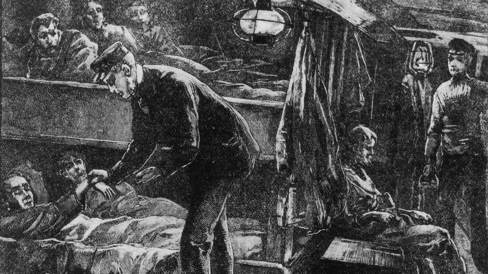 Détail d'une illustration du 19e siècle montrant des émigrants irlandais qui se dirigent vers les États-Unis. Détail d'une illustration du 19e siècle montrant des émigrants irlandais qui se dirigent vers les États-Unis.