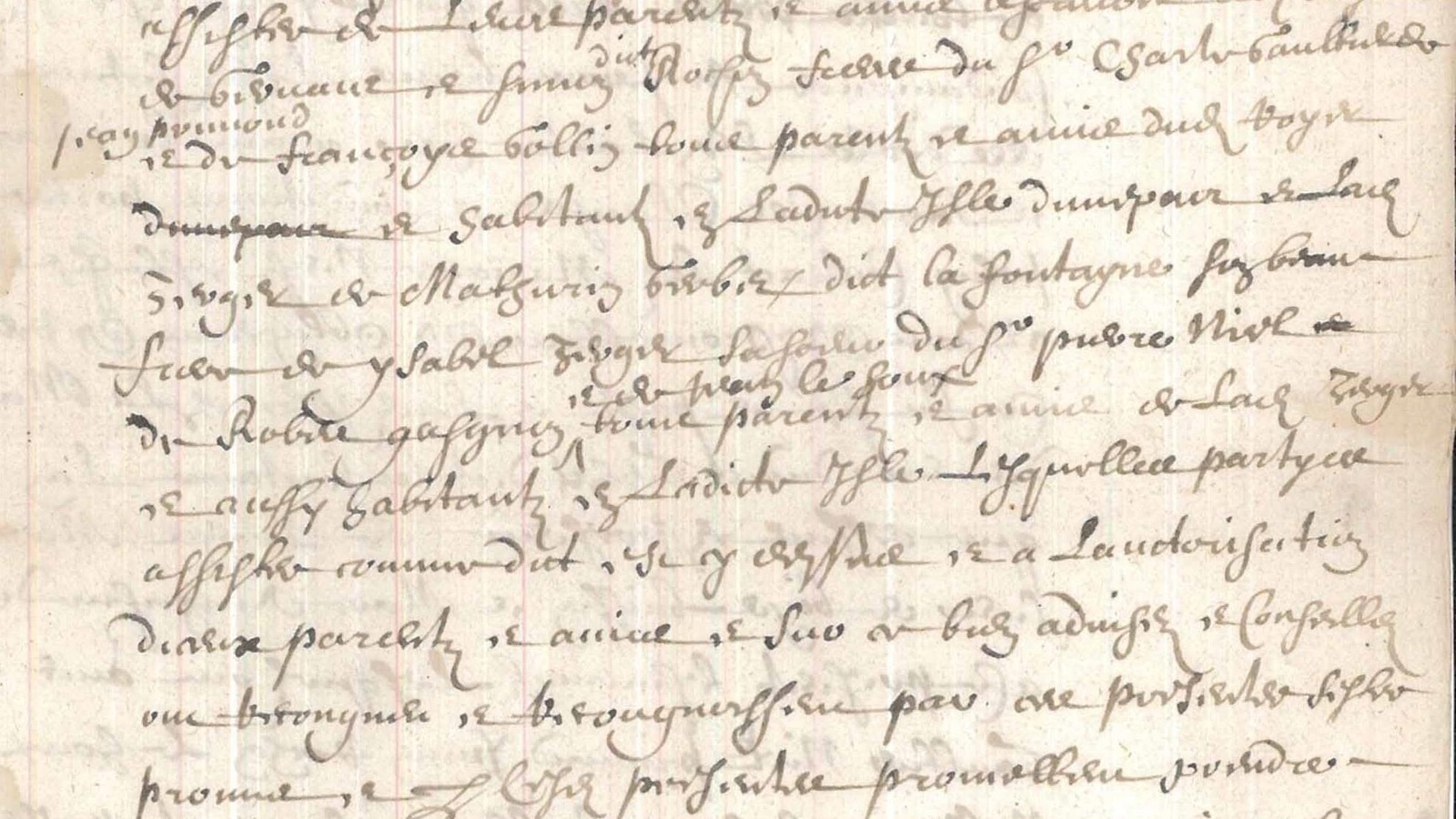Gros plan sur une feuille manuscrite de 1663 représentant l'acte de mariage entre Marie Targer, fille du Roy, et Jean Royer. Gros plan sur une feuille manuscrite de 1663 représentant l'acte de mariage entre Marie Targer, fille du Roy, et Jean Royer.