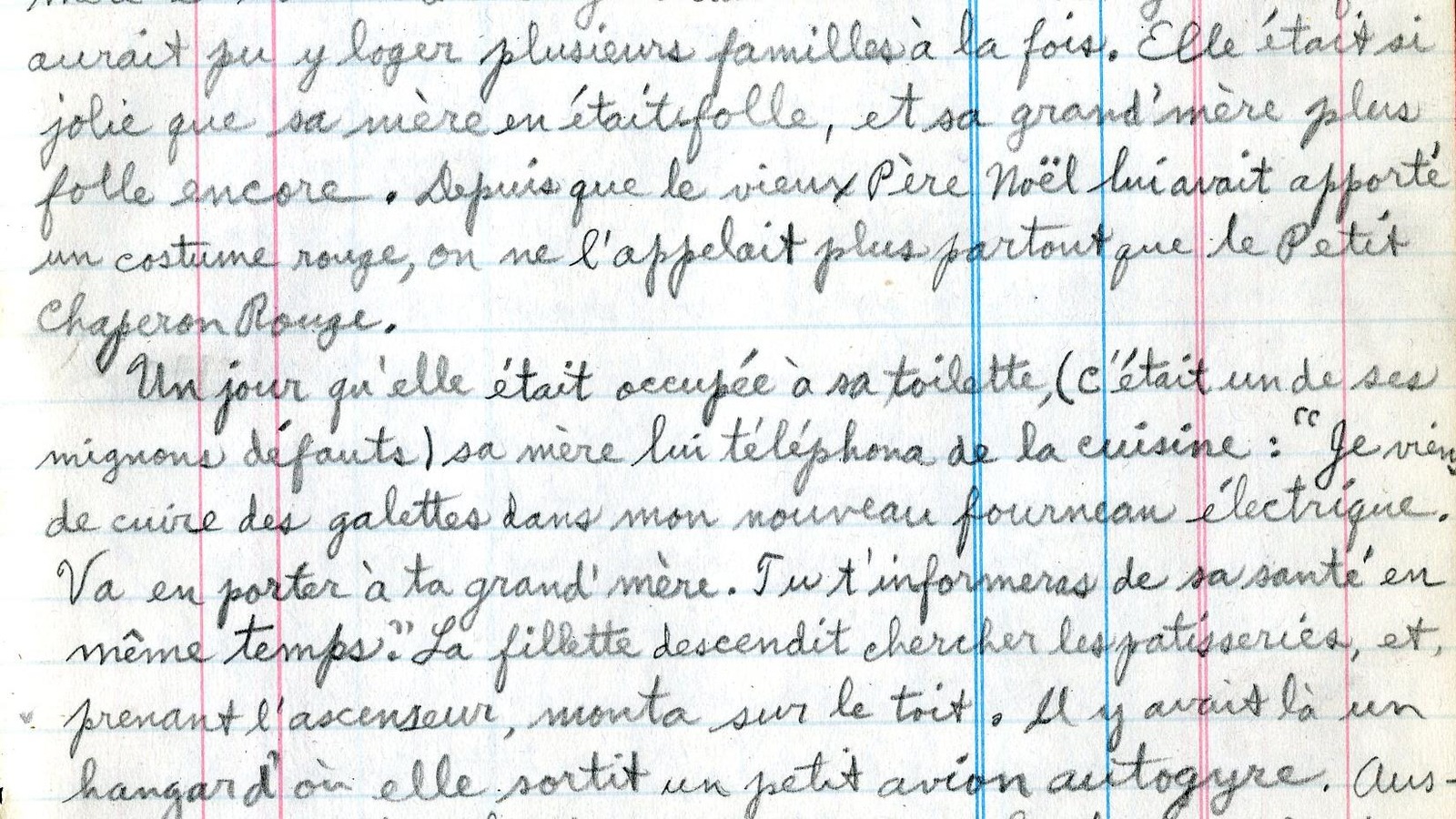 Une page rédigée à la main en lettres cursives en 1934 Une page rédigée à la main en lettres cursives en 1934