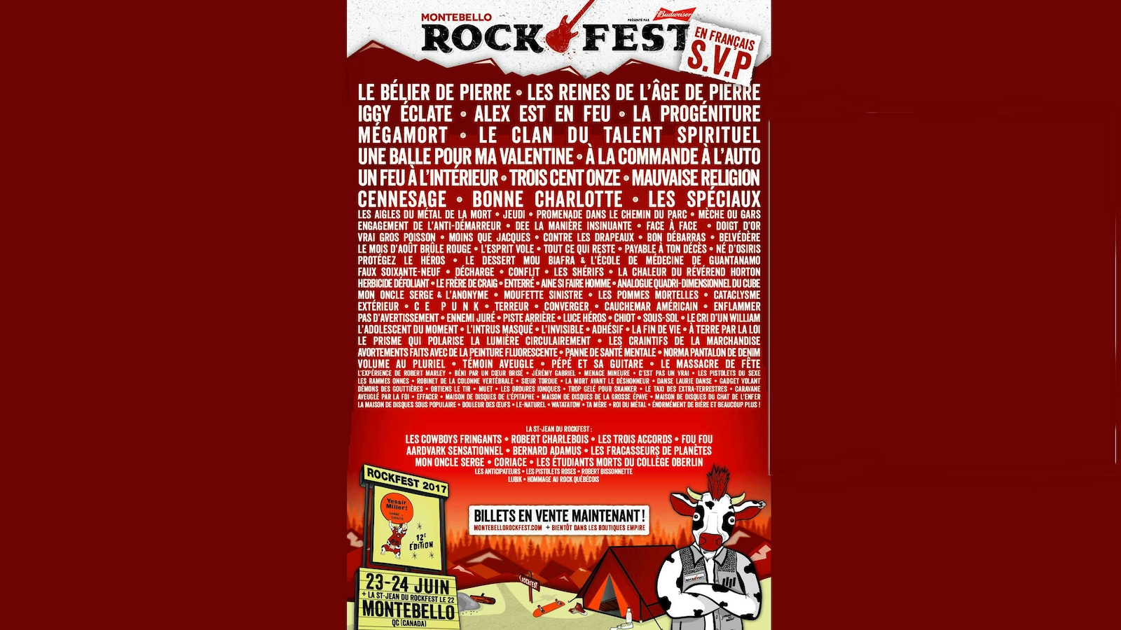 L'affiche humoristique francisée du Rockfest de Montebello L'affiche humoristique francisée du Rockfest de Montebello