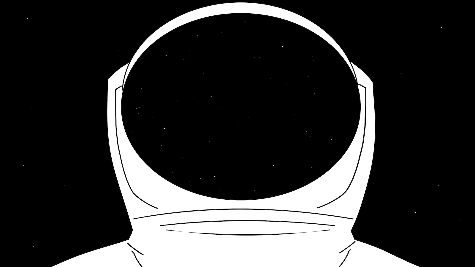 L'image dessinée d'une tenue de cosmonaute blanche sur fond noir. L'image dessinée d'une tenue de cosmonaute blanche sur fond noir.