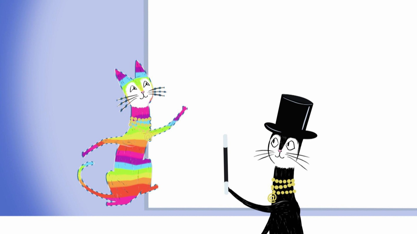 Le chat nous montre une image de lui remplie de couleurs Le chat nous montre une image de lui remplie de couleurs